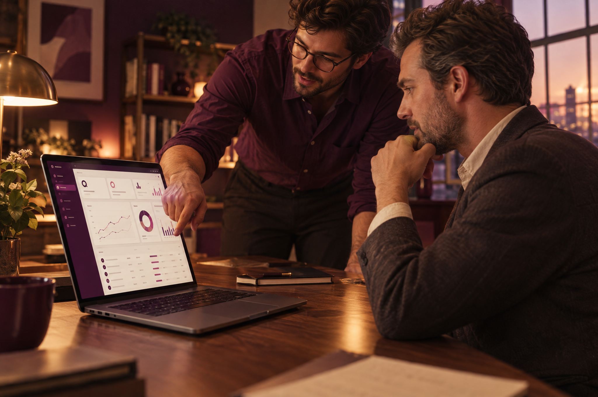 Developer explaining a report page to a business owner